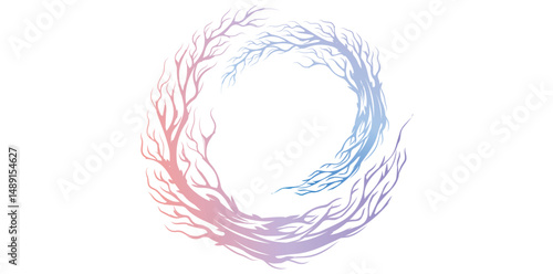 Gradient Curve Tree Roots Vector Illustration.