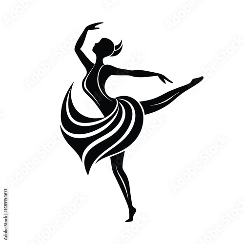 Elegant ballerina silhouette graceful dance pose