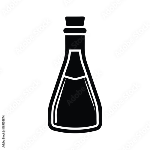 Black silhouette of a glass bottle with cork