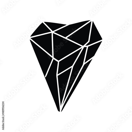 Black silhouette geometric diamond gemstone