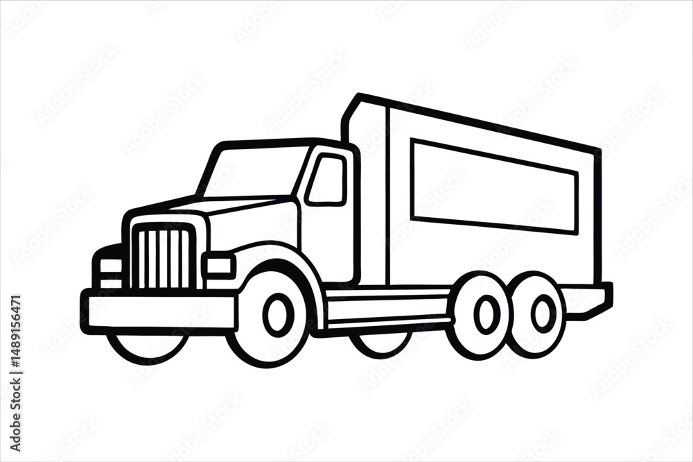 Minimal Line Art Truck Symbol for Vehicle and Delivery Concepts Minimal Line Art Truck Symbol for Vehicle and Delivery Concepts