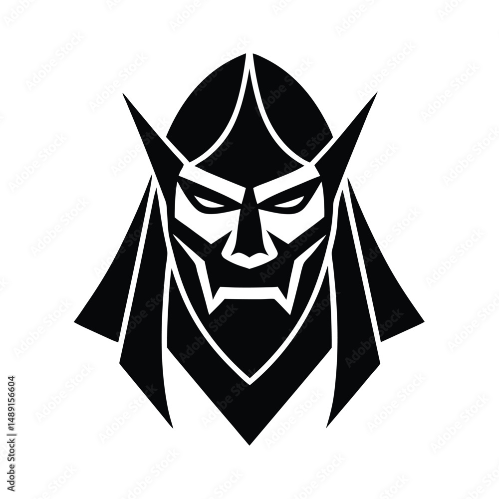 Mysterious dark silhouette masked figure head Mysterious dark silhouette masked figure head