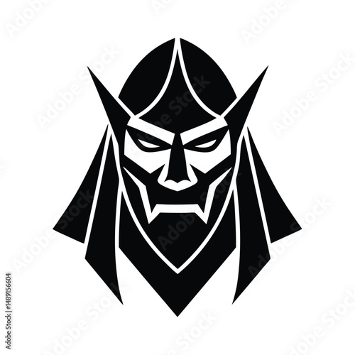 Mysterious dark silhouette masked figure head