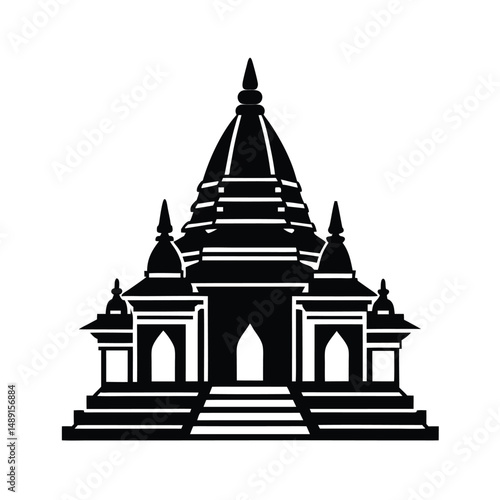 Majestic indian temple silhouette architectural design