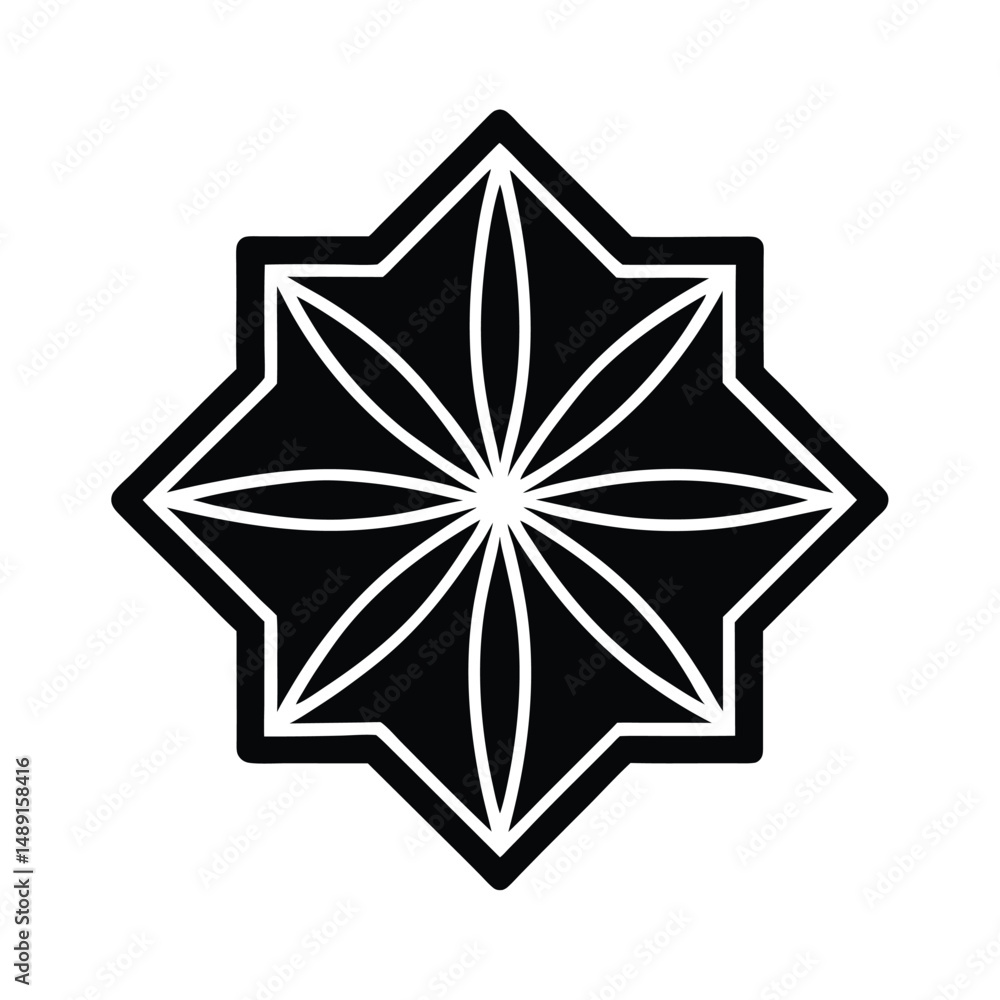 Fototapeta premium Eight pointed star geometric silhouette design