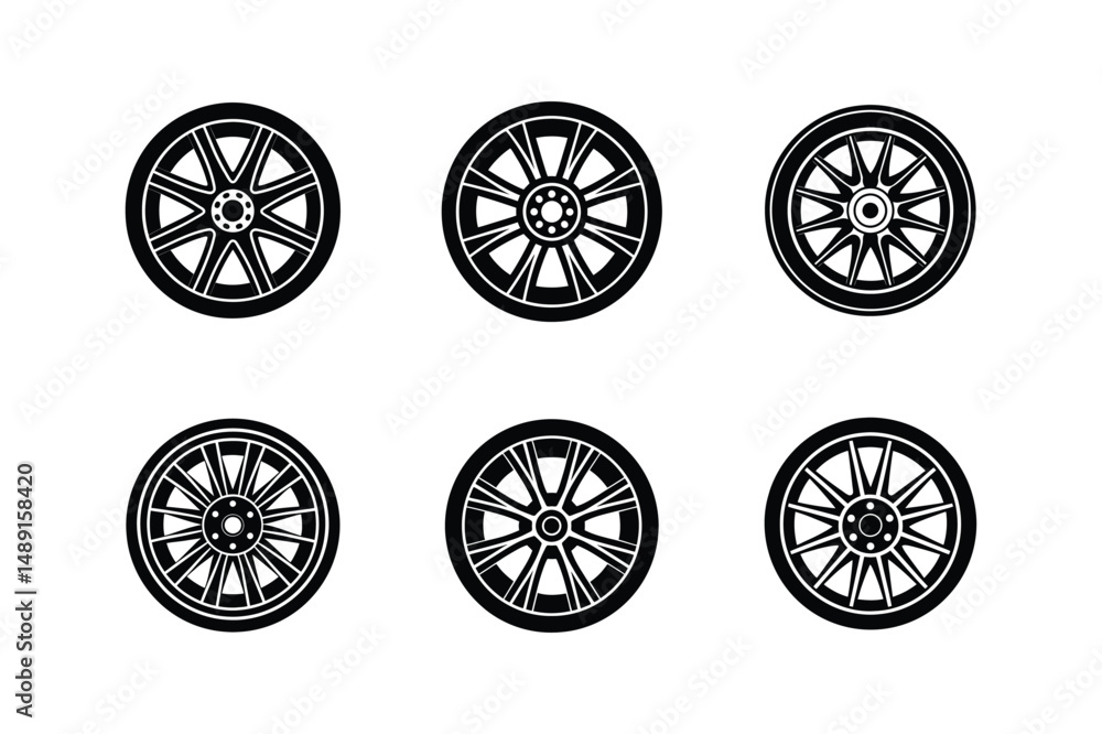 Fototapeta premium car wheel icon silhouette vector illustration