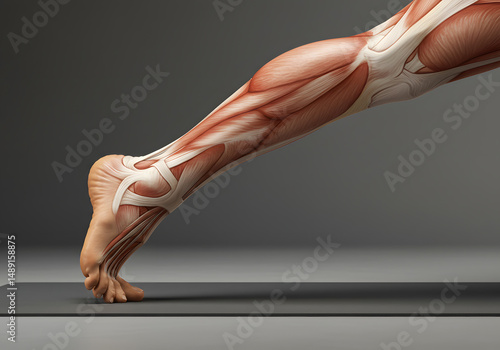 Human leg anatomy in yoga pose
