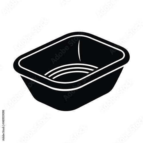 Black silhouette rectangular plastic food container