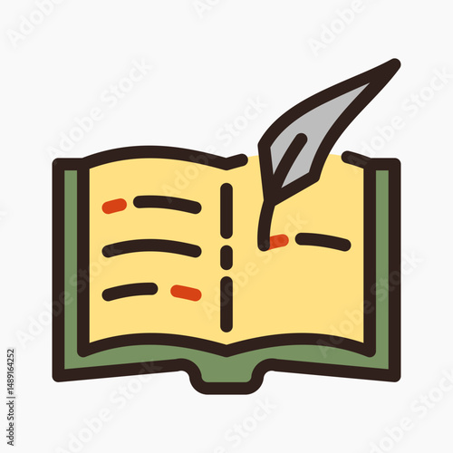 Design Illustration graphic of old book icon with colored outline style. Suitable for UI, mobile design, web design, etc.