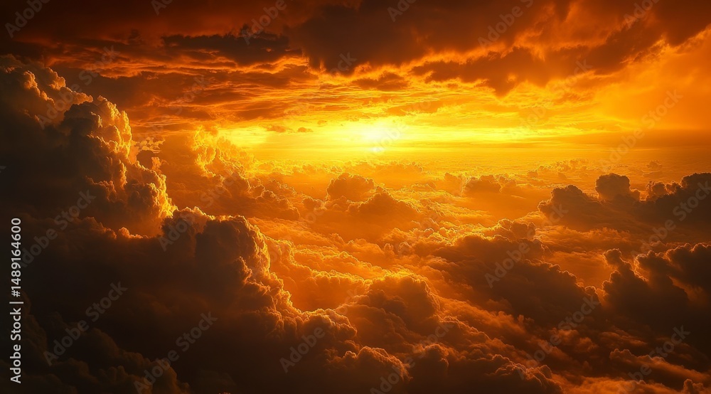 Fototapeta premium Dramatic Sunset Over Clouds Creating a Beautiful Sky View