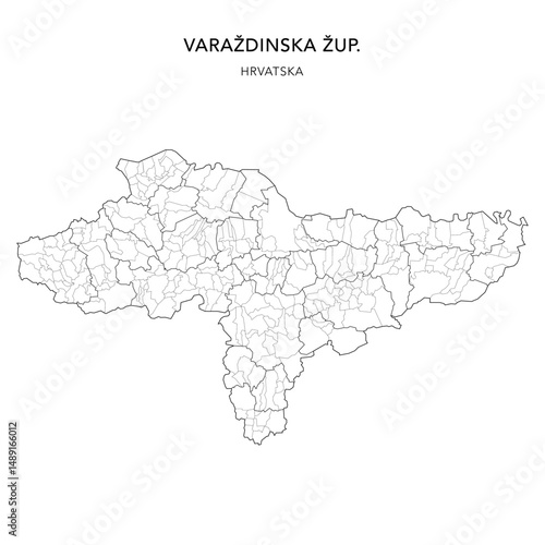 Vector Map of Varaždin County (Varaždinska Županija) with Settlements (Naselja), and Cities, Towns (Gradovi), and Municipalities (Općine) - Croatia 2025
