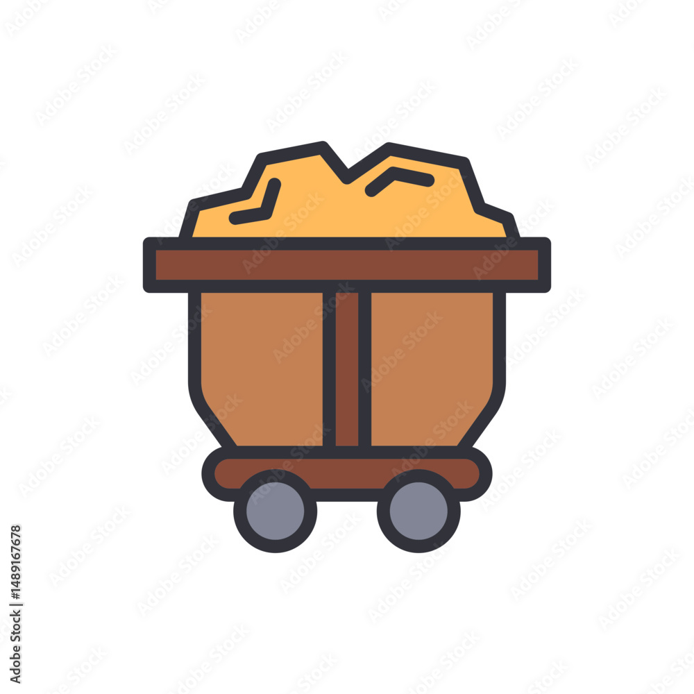 Illustration Of A Mining Cart Filled With Raw Material Extraction Illustration Of A Mining Cart Filled With Raw Material Extraction