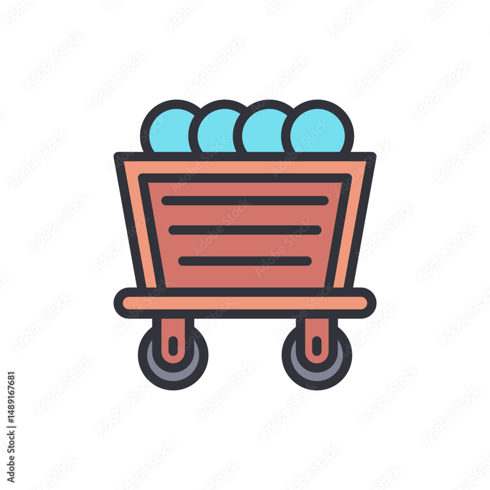 Stylized Mining Cart Filled With Gems Treasure On Transparent Setting Stylized Mining Cart Filled With Gems Treasure On Transparent Setting
