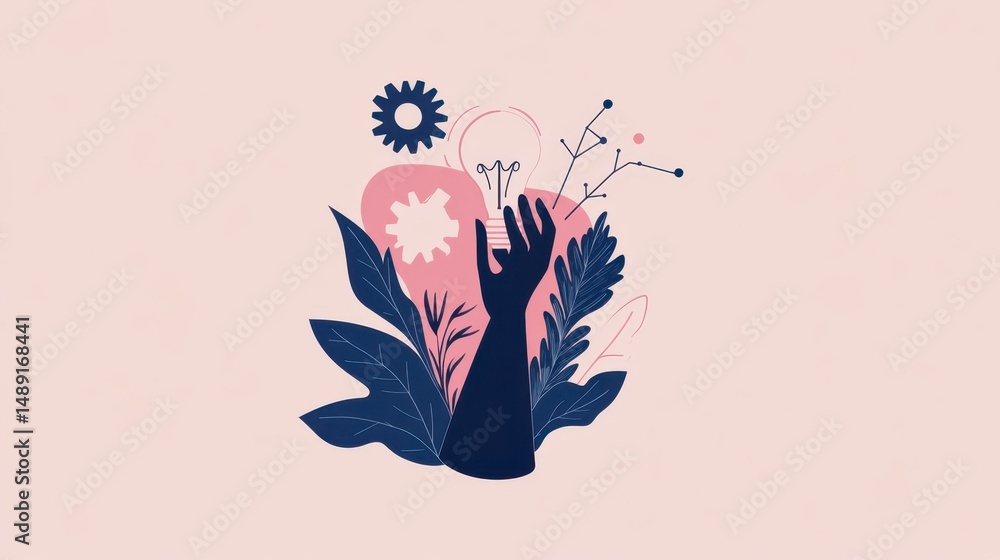 Fototapeta premium Creative Concept of a Hand Reaching for Innovation and Ideas