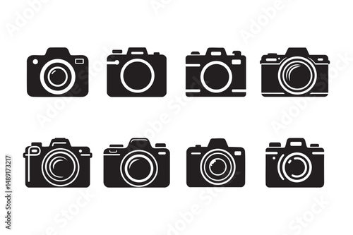 Set of Camera Silhouette Icons – Photography Equipment Vector Collection.