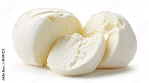 Artisan Mozzarella Cheese on White Background for Gourmet Food Photography