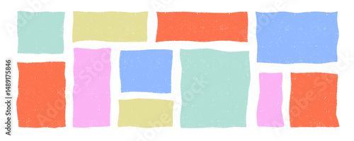 Vector wavy rectangles with grain texture, irregular colorful text boxes. Crayon drawn squares and rectangles with wavy rough edges. Organic grunge text boxes, geometric shapes or empty speech bubbles