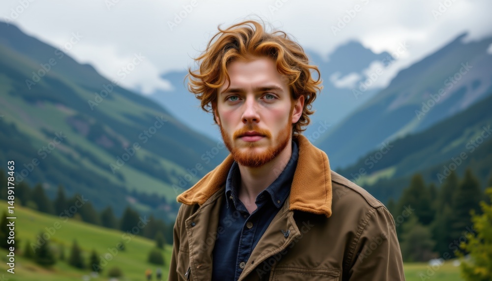 Adventurous young man mountain landscape portrait photography natural scenery close-up outdoor exploration Adventurous young man mountain landscape portrait photography natural scenery close-up outdoor exploration