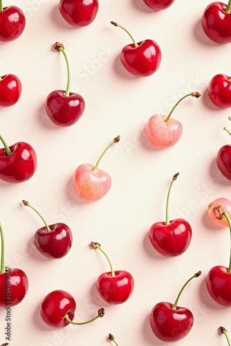 Red cocktail cherries on a seamless repeat pattern design, red, treat, decoration