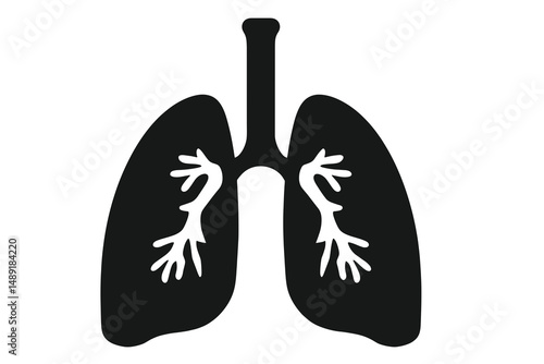 Silhouette of Human Lungs with Detailed Bronchial Structures Representing Respiratory Health