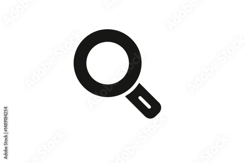 Black Magnifying Glass Icon on White Background
