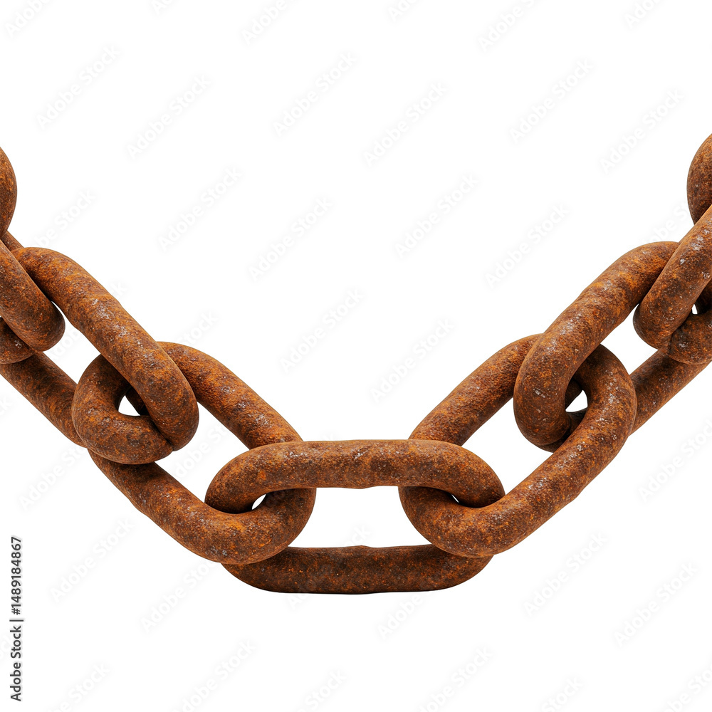 Fototapeta premium Digitally rendered rusty chain spans a low, angled ditch.