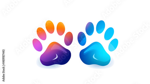 Colorful Flat Vector Illustration of Dog and Cat Paw for Pets, Animal Lovers, and Veterinary Designs