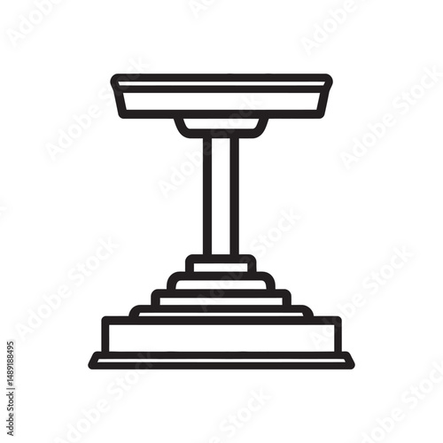 Minimalist outline shows a tiered pedestal with a rectangular stage, presented on transparent background