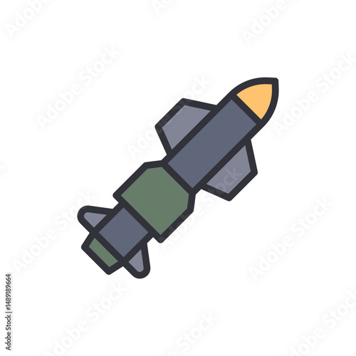 Stylized Missile Vector Illustration On Transparent Display For Presentation