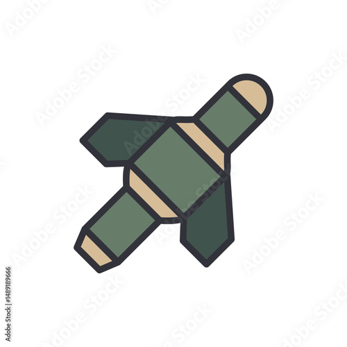 Simple Graphic Illustration Of A Missile In A Geometric Style