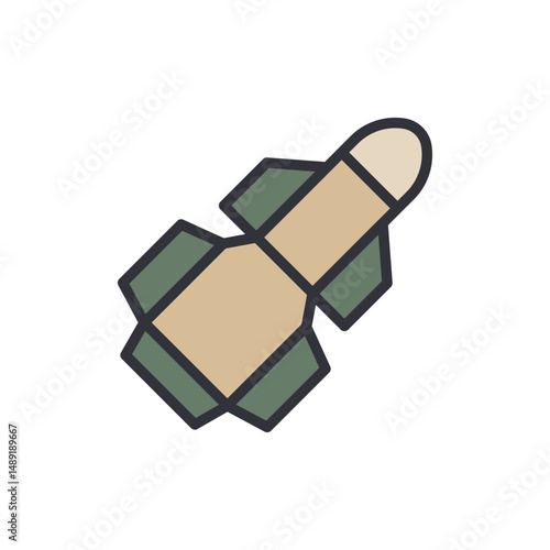 Stylized Missile Icon With Transparent Aesthetic And Distinctive Palette