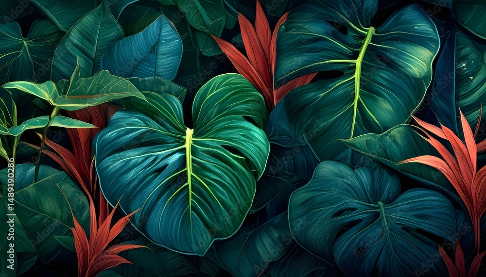 custom made wallpaper toronto digitalClose-up shot of tropical foliage.