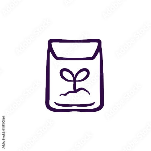 Sketch Icon of Plant Seed Packet for Organic Gardening Design