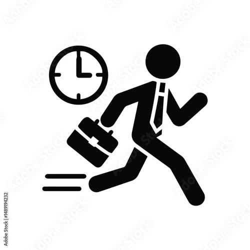 businessman rushing to a meeting, icon late, stickman sticks figure person