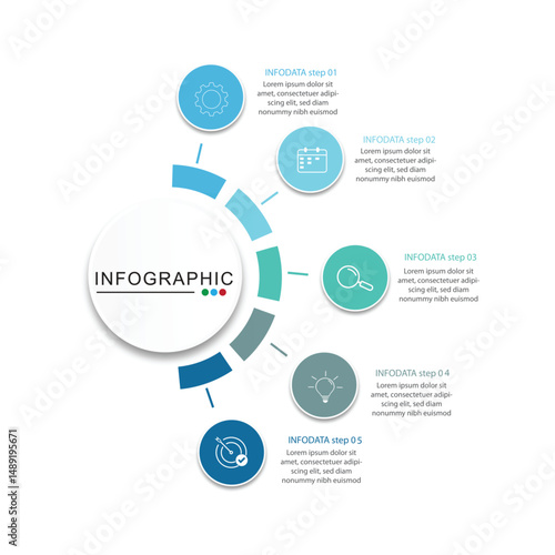 modern design template for infographics whit 5 option or steps.