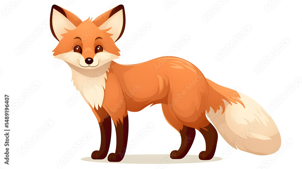 Fototapeta premium Cute Fox Listening Carefully and Being Very Quiet - Wildlife Illustration