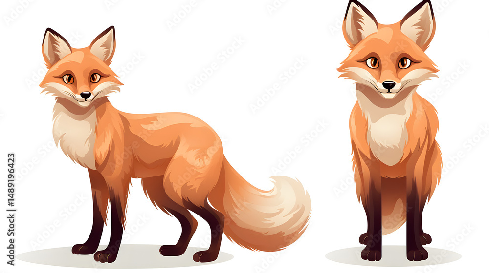 Fototapeta premium Cute Fox Cartoon Vector Illustration for Professional Projects