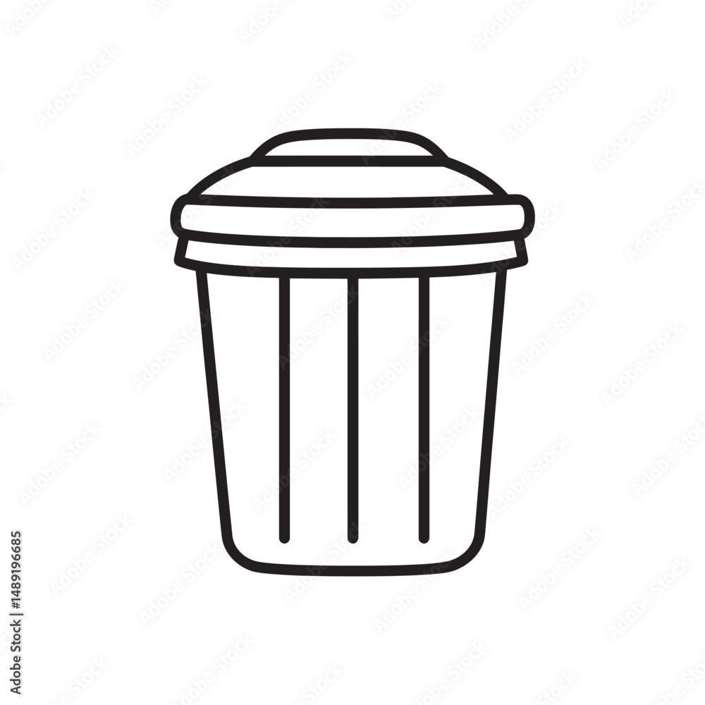 Minimalist trash can shows bold black line icon with a smooth outline and transparent background Minimalist trash can shows bold black line icon with a smooth outline and transparent background