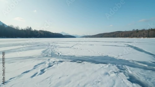 Wallpaper Mural Frozen lake with snow and cracks in winter Torontodigital.ca