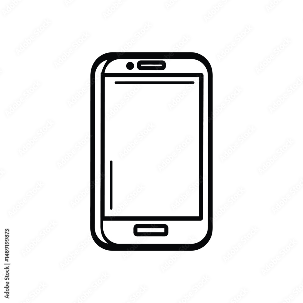 Modern smartphone outline shows sleek shape and minimalist design with a transparent background Modern smartphone outline shows sleek shape and minimalist design with a transparent background