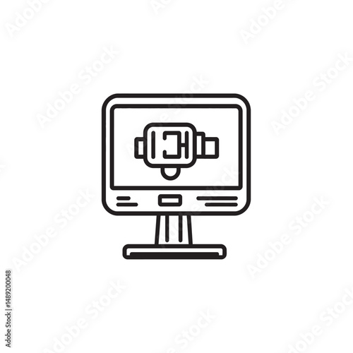 Monitor displays a camcorder on the screen with a transparent background visible