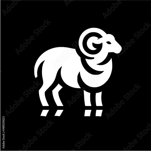 Lamb in 2D vector with simple black and white color
