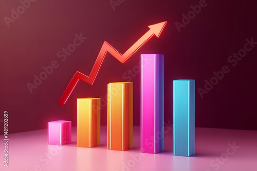 Free Download Colorful bar chart with upward arrow indicating growth trends in business metrics - GFXLoad