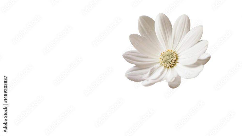 Obraz premium Delicate White Flower in Mid-Air with Soft Petals and Floating Motion Isolated on White Background