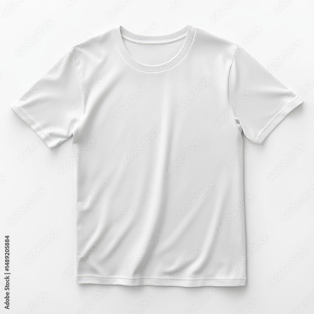 Plain white short-sleeved t-shirt,  flat lay