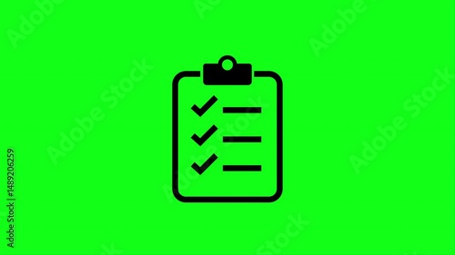 2D Checklist Board Animation – Task Management Graphic in 4K with Alpha Channel and Green Screen