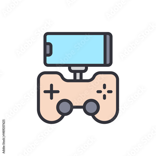 Creative Illustration Of Mobile Game Controller With Smartphone Setup