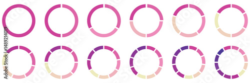 Colorful Pie Charts and Progress Circles . Segment slice sign.