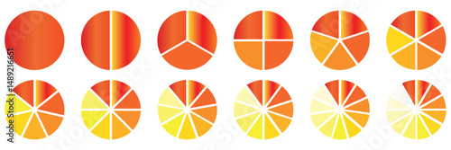 Colorful Pie Charts and Progress Circles . Segment slice sign.