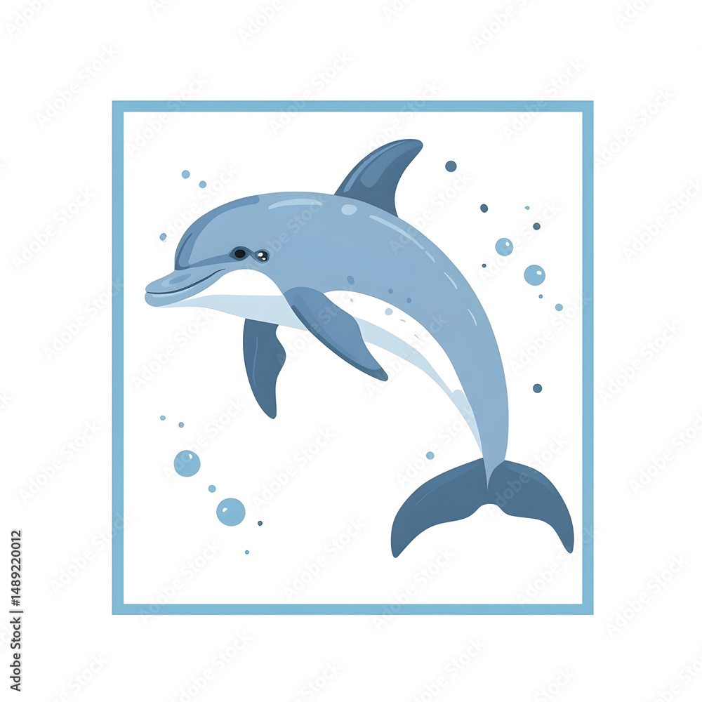 Obraz premium Friendly and Intelligent Dolphin Flat Vector Illustration for Design Projects